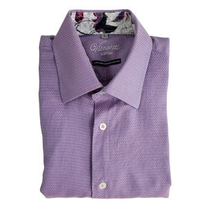 Visconti Uomo Shirt Contrast Flip Cuff Men Button Up Purple Print